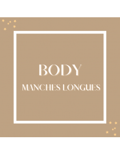 body naissance blanc à plat manches longues, forme croisée, marquage poitrine orange 2