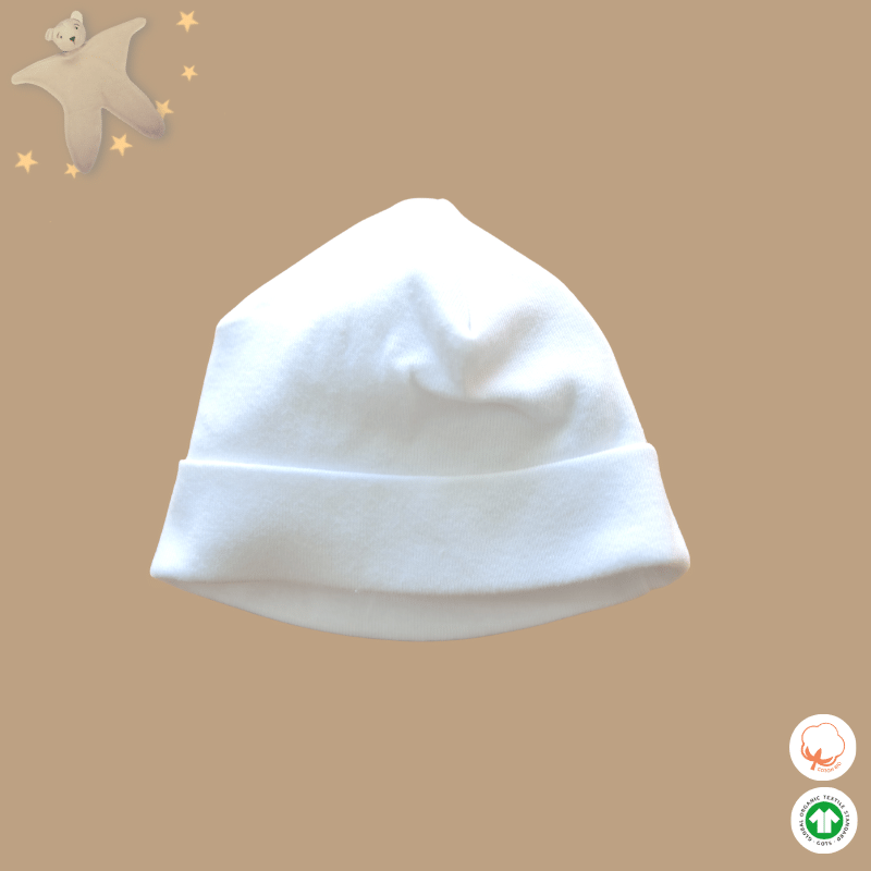 un bonnet blanc en coton bio GOTS un bonnet blanc en coton bio GOTS