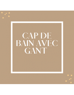 Ensemble cape de bain pliée assortie de son gant de toilette marqué French Poupon 2