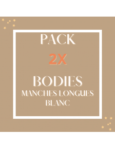 2 bodies naissance blanc à plat manches longues, forme croisée 2