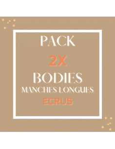 pack 2 bodies naissance écru à plat manches longues, forme croisée 2