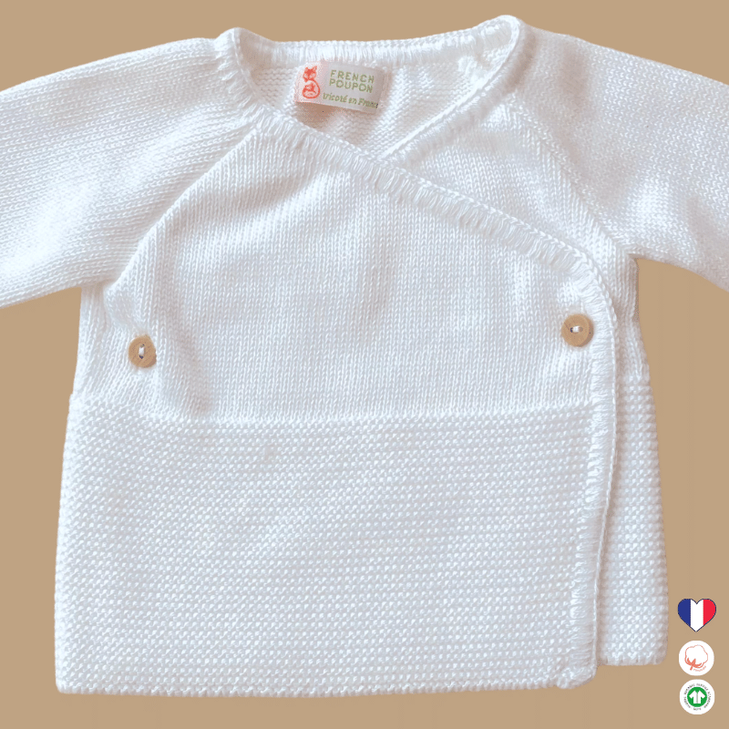 Brassière tricotée blanche à plat en zoom Brassière tricotée blanche à plat en zoom